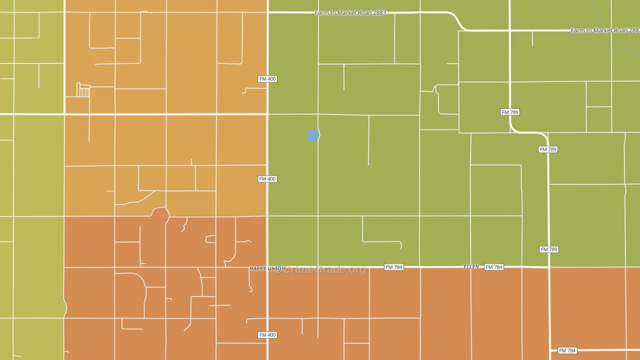 Happy Union, TX Map of Vandalism Rates