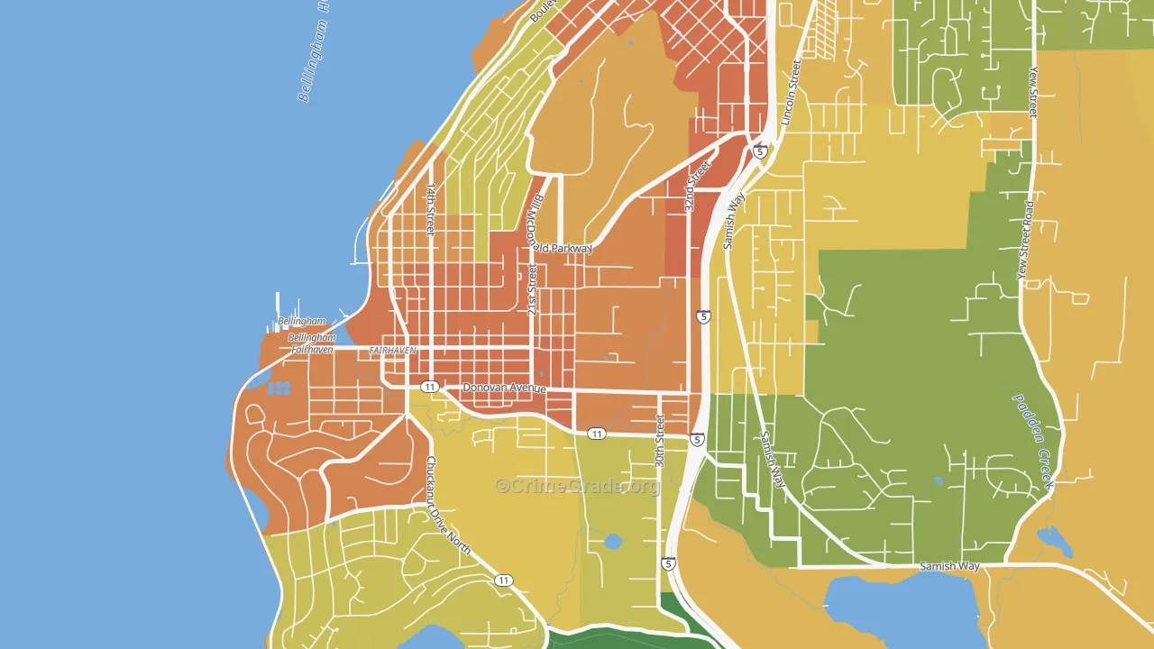 Happy Valley, Bellingham, WA Map of Vandalism Rates