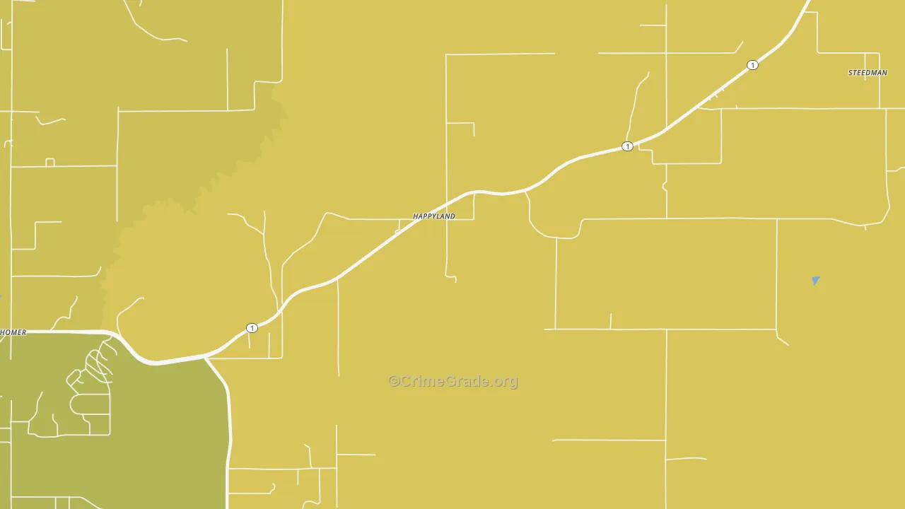 Happyland, OK Map of Vandalism Rates