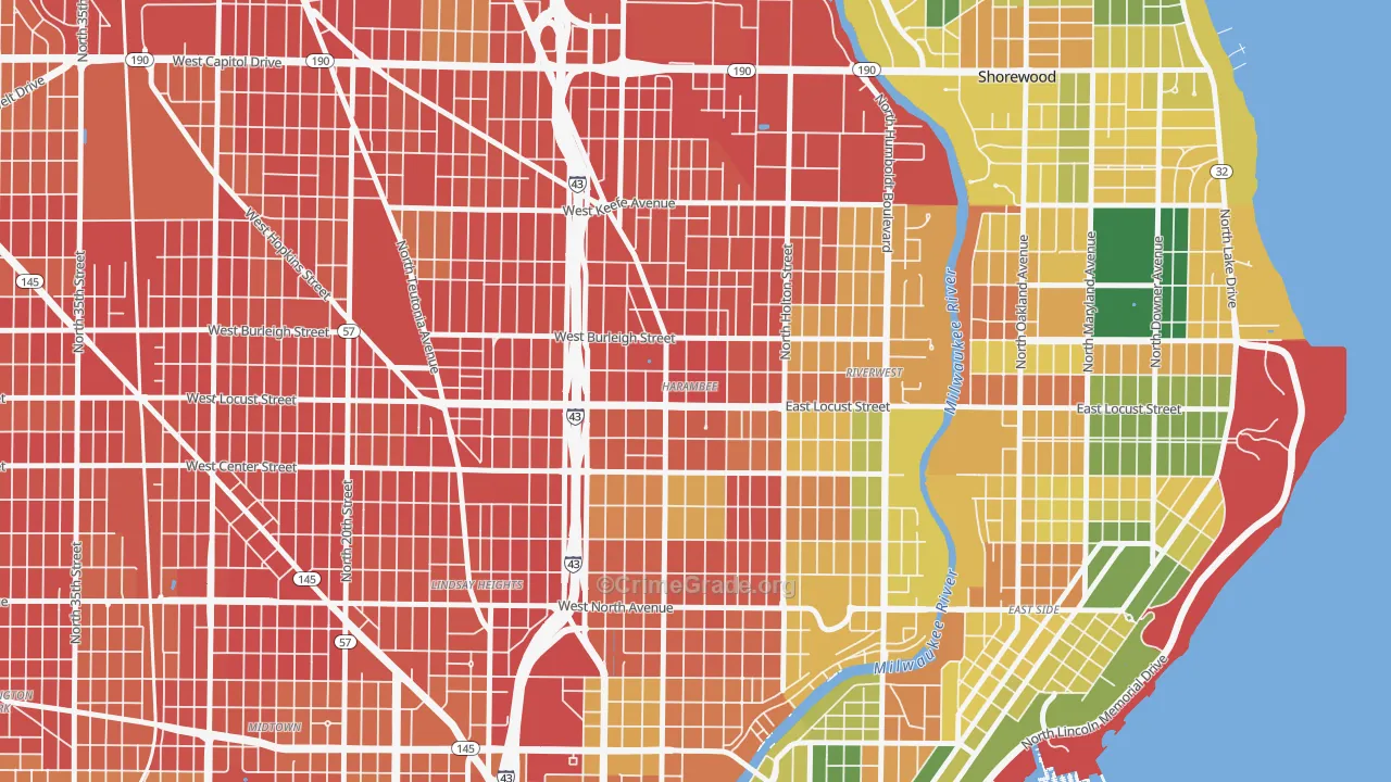 Harambee, Milwaukee, WI Map of Vandalism Rates