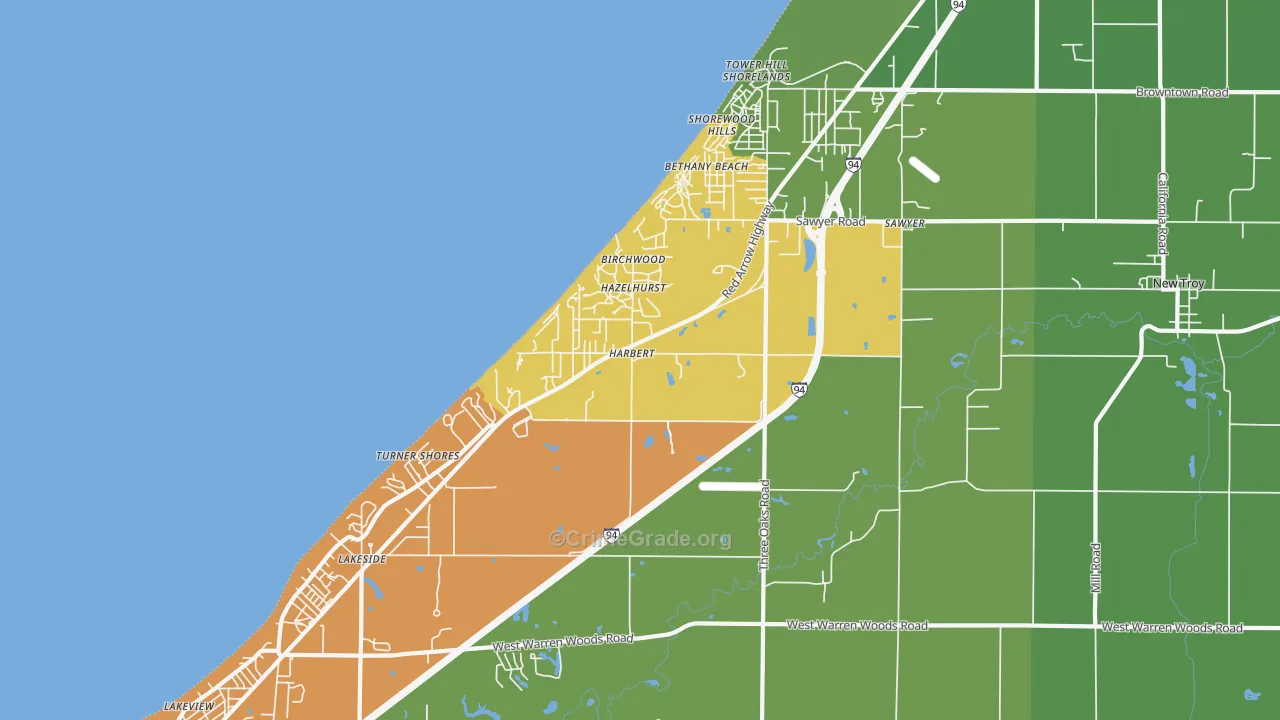 Harbert, MI Map of Vandalism Rates
