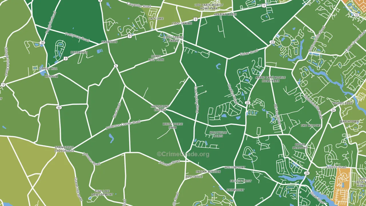 Harbeson, DE Map of Vandalism Rates