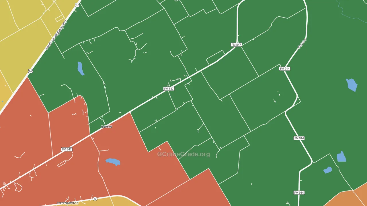 Harbin, TX Map of Vandalism Rates