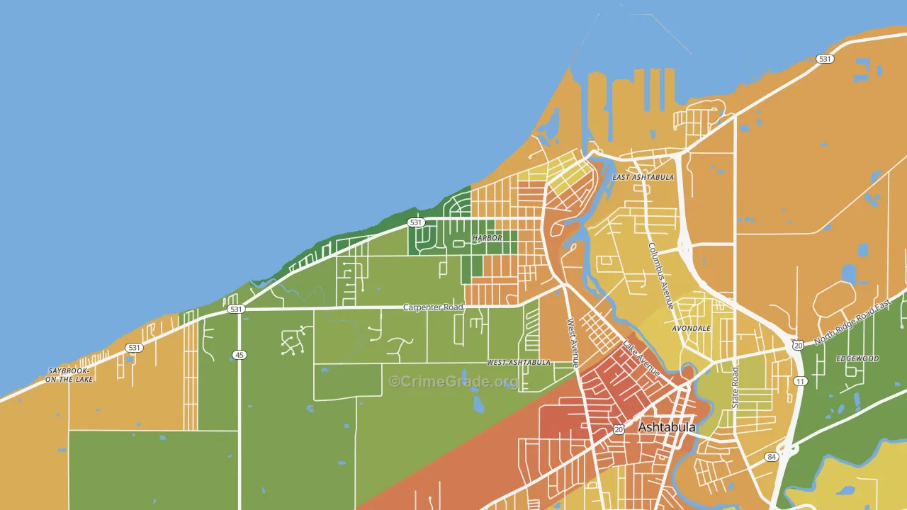 Harbor, Ashtabula, OH Map of Vandalism Rates