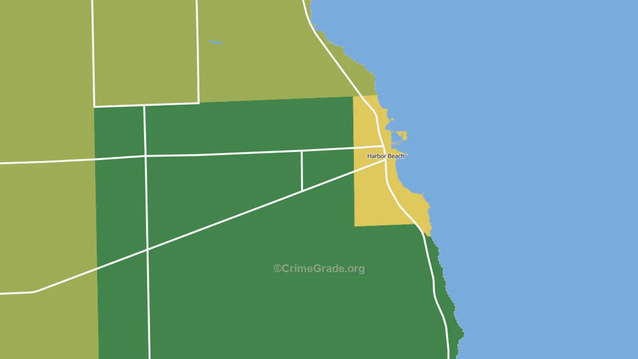Harbor Beach, MI Map of Vandalism Rates