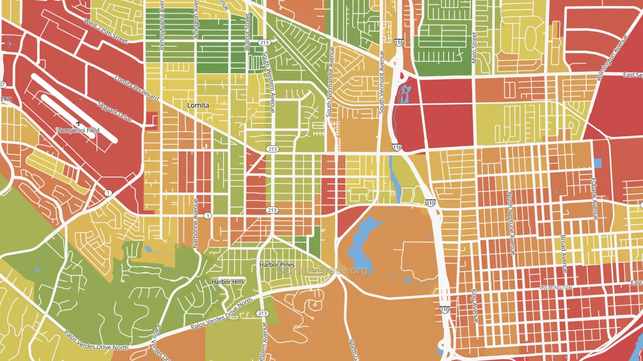Harbor City, CA Map of Vandalism Rates
