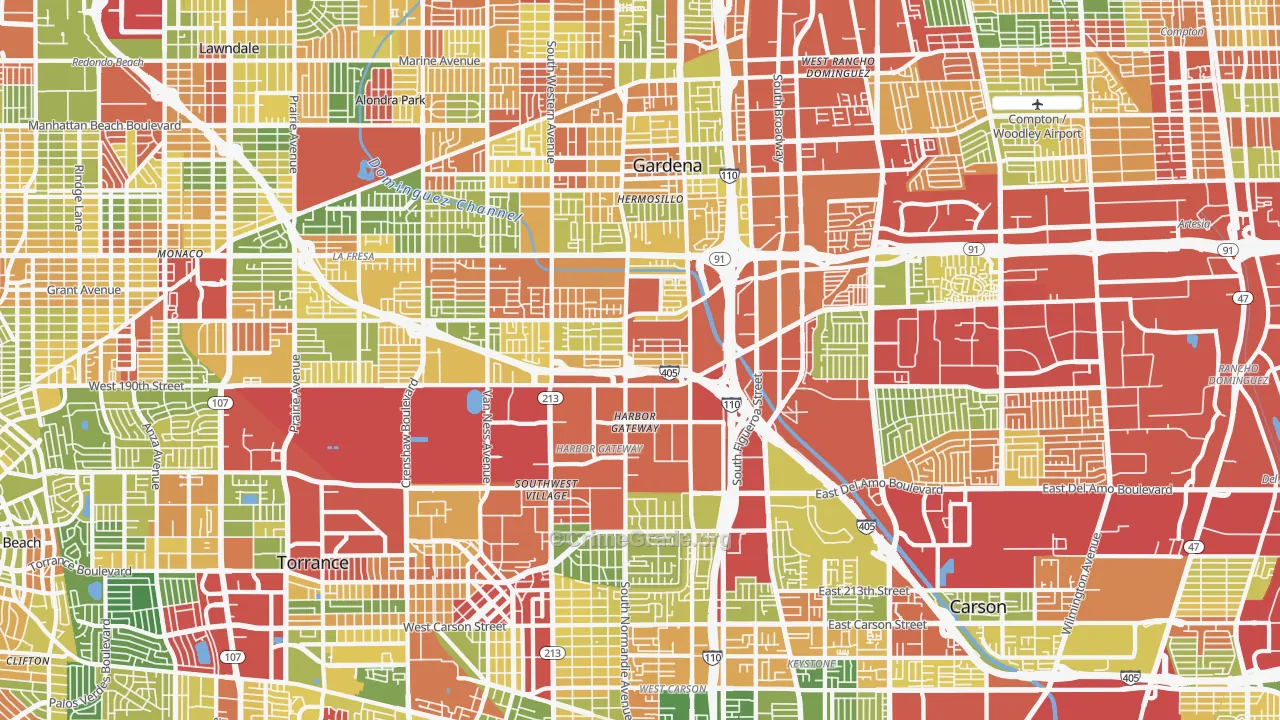 Harbor Gateway, Torrance, CA Map of Vandalism Rates
