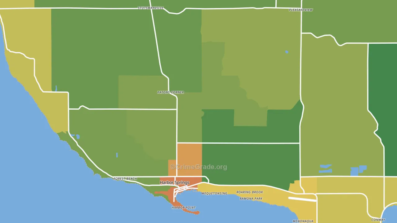 Harbor Springs, MI Map of Vandalism Rates
