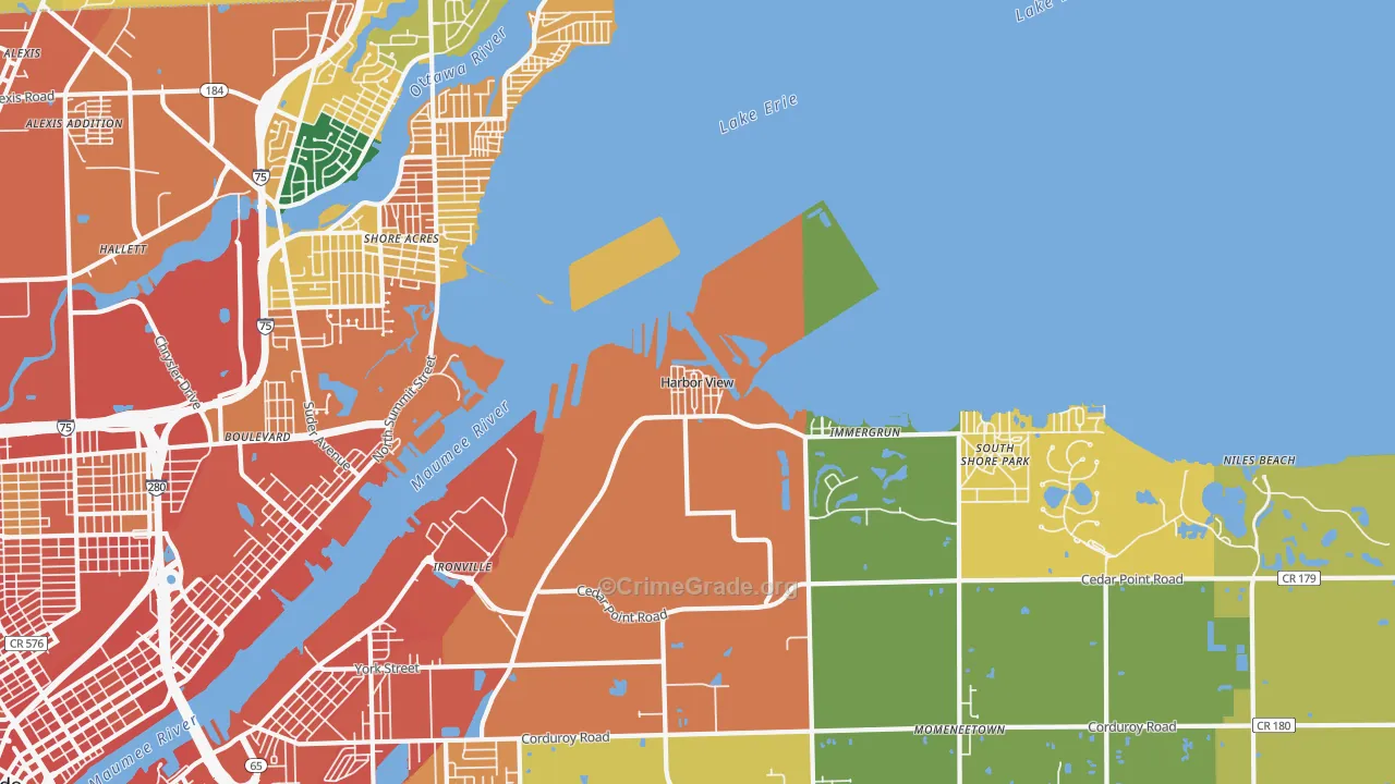 Harbor View, OH Map of Vandalism Rates