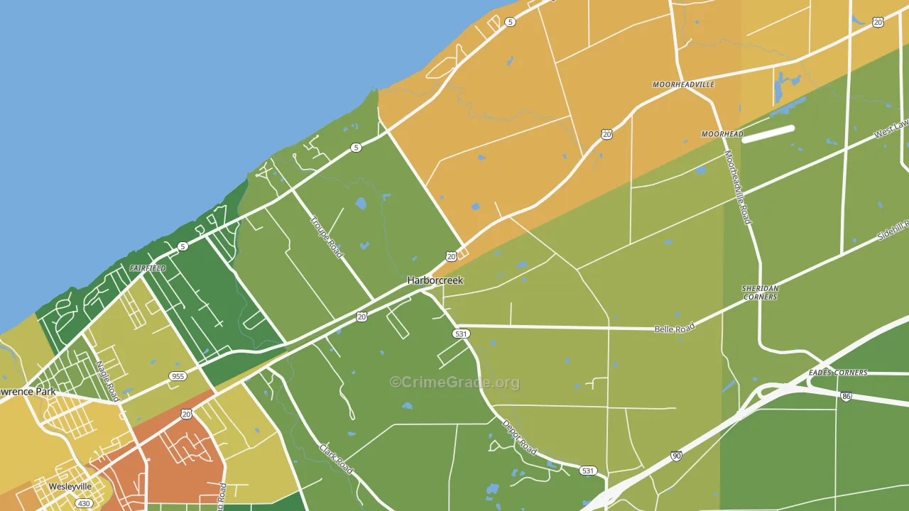 Harborcreek, PA Map of Vandalism Rates