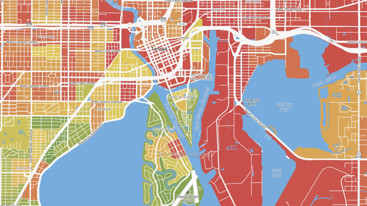 Harbour Island, Tampa, FL Map of Vandalism Rates