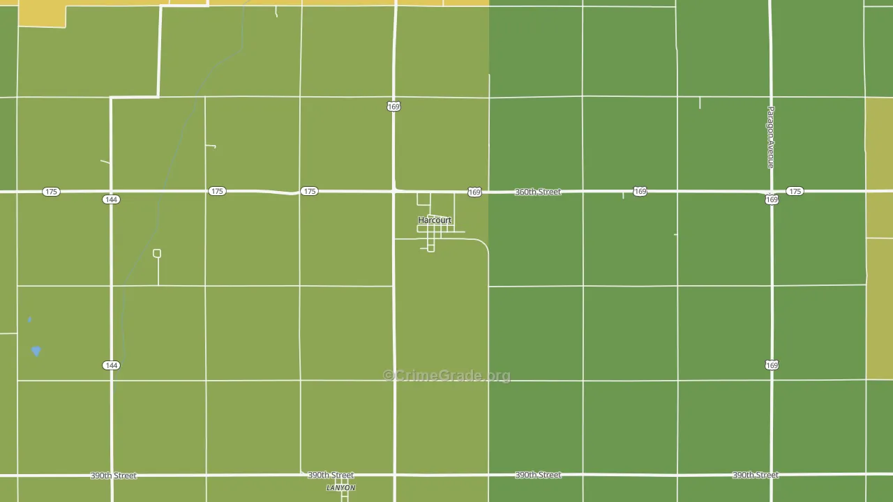 Harcourt, IA Map of Vandalism Rates