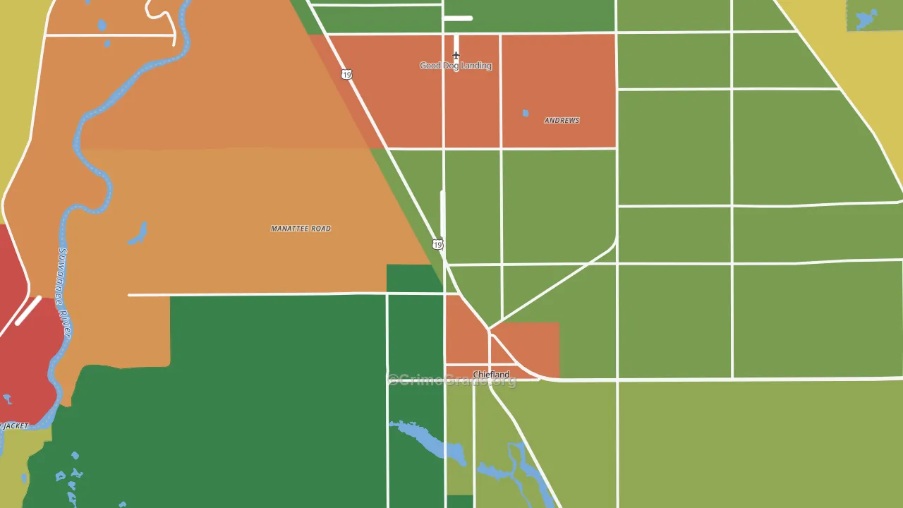 Hardeetown, FL Map of Vandalism Rates