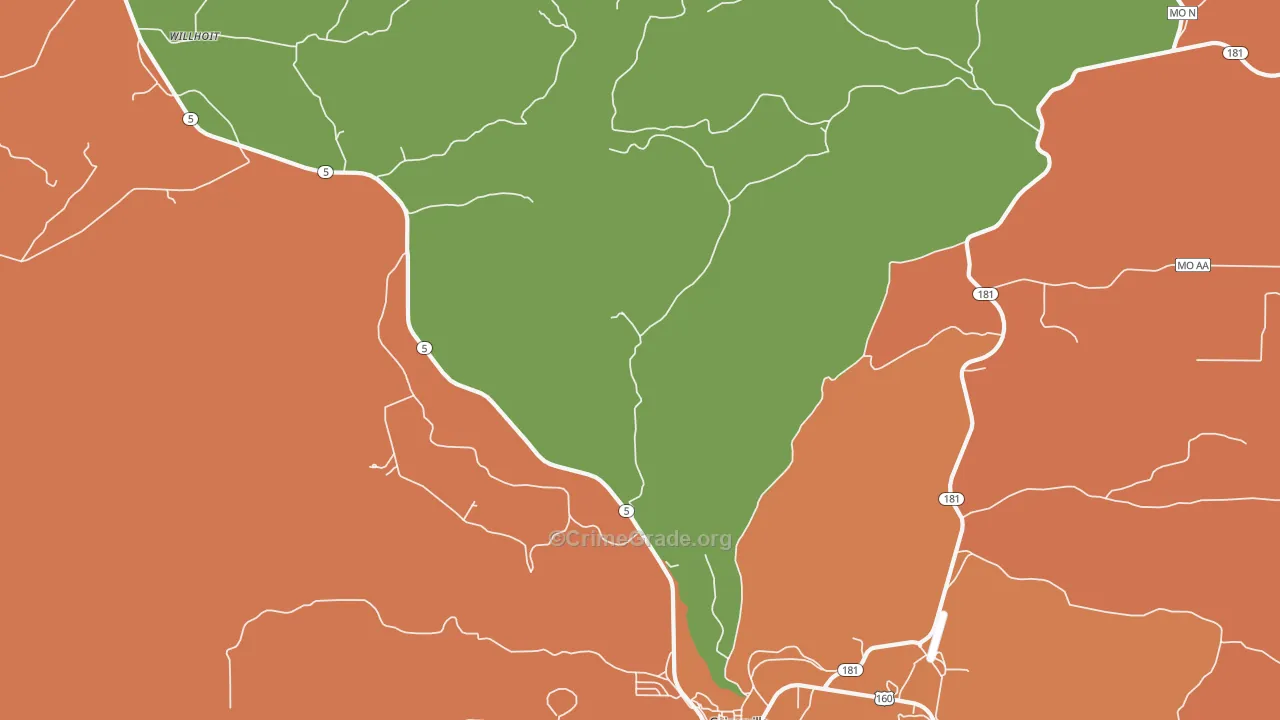 Hardenville, MO Map of Vandalism Rates