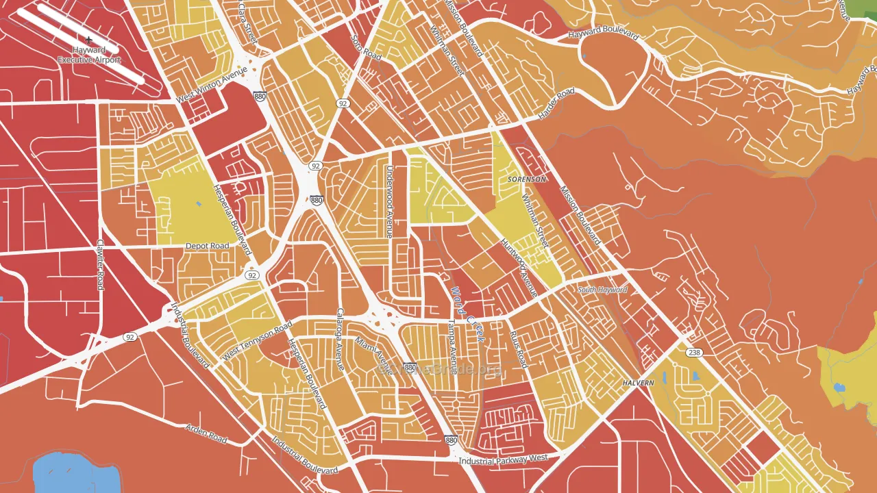 Harder-Tennyson, Hayward, CA Map of Vandalism Rates