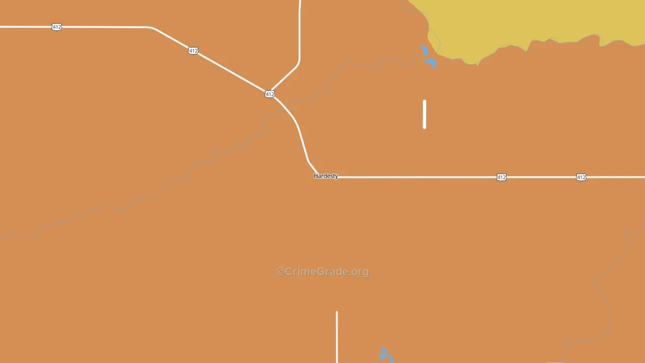 Hardesty, OK Map of Vandalism Rates