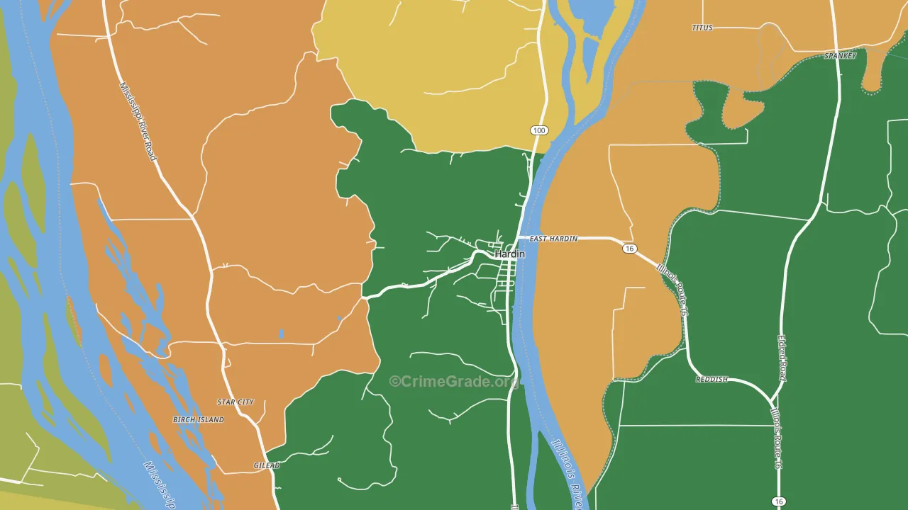 Hardin, IL Map of Vandalism Rates