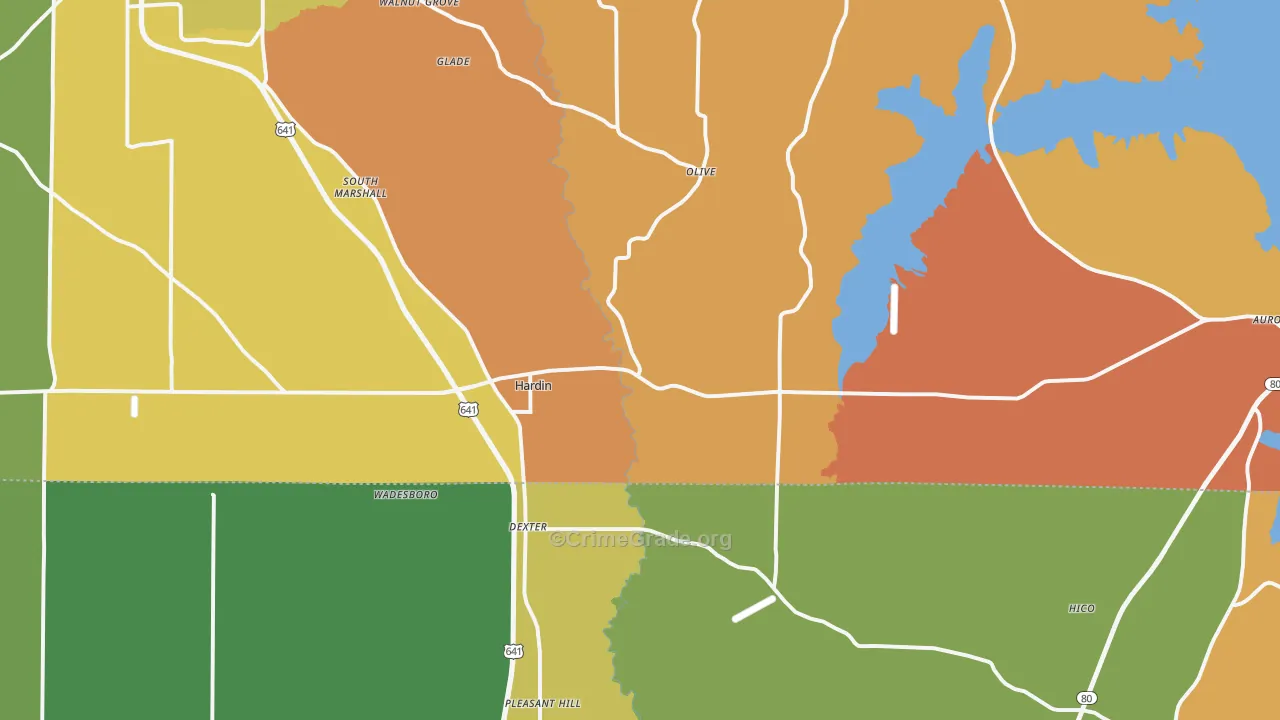 Hardin, KY Map of Vandalism Rates