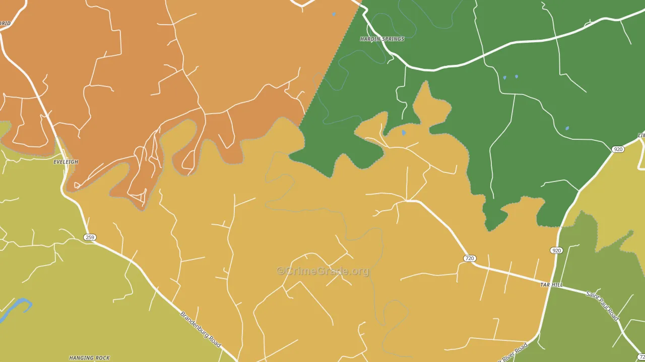 Hardin Springs, KY Map of Vandalism Rates