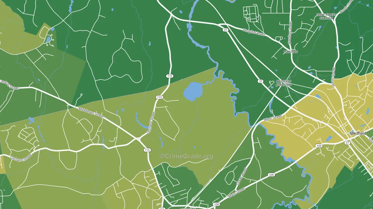 Harding, MA Map of Vandalism Rates