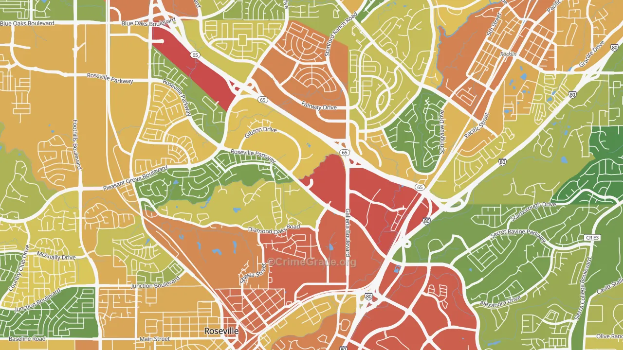 Harding, Roseville, CA Map of Vandalism Rates