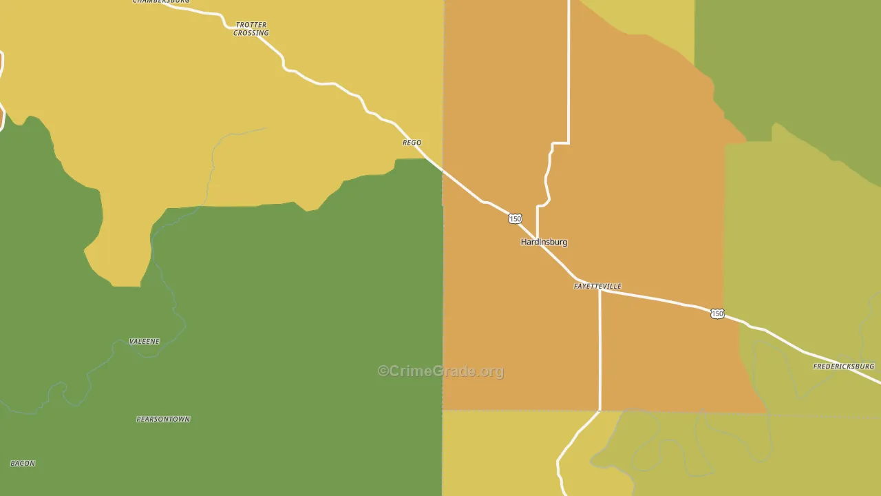Hardinsburg, IN Map of Vandalism Rates