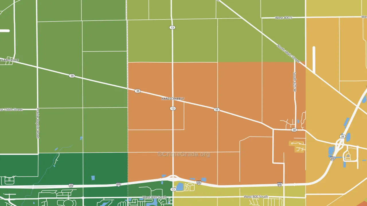 Hardscrabble, IN Map of Vandalism Rates