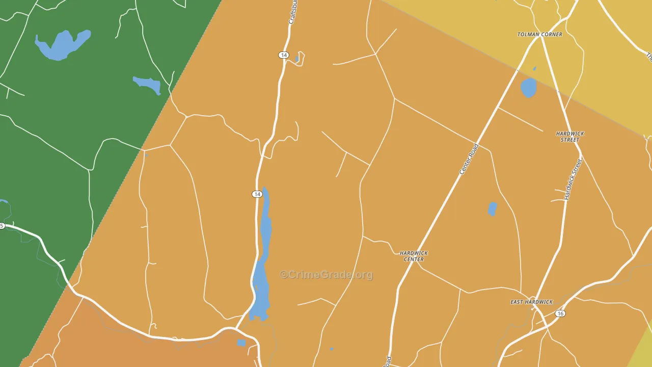 Hardwick Center, VT Map of Vandalism Rates