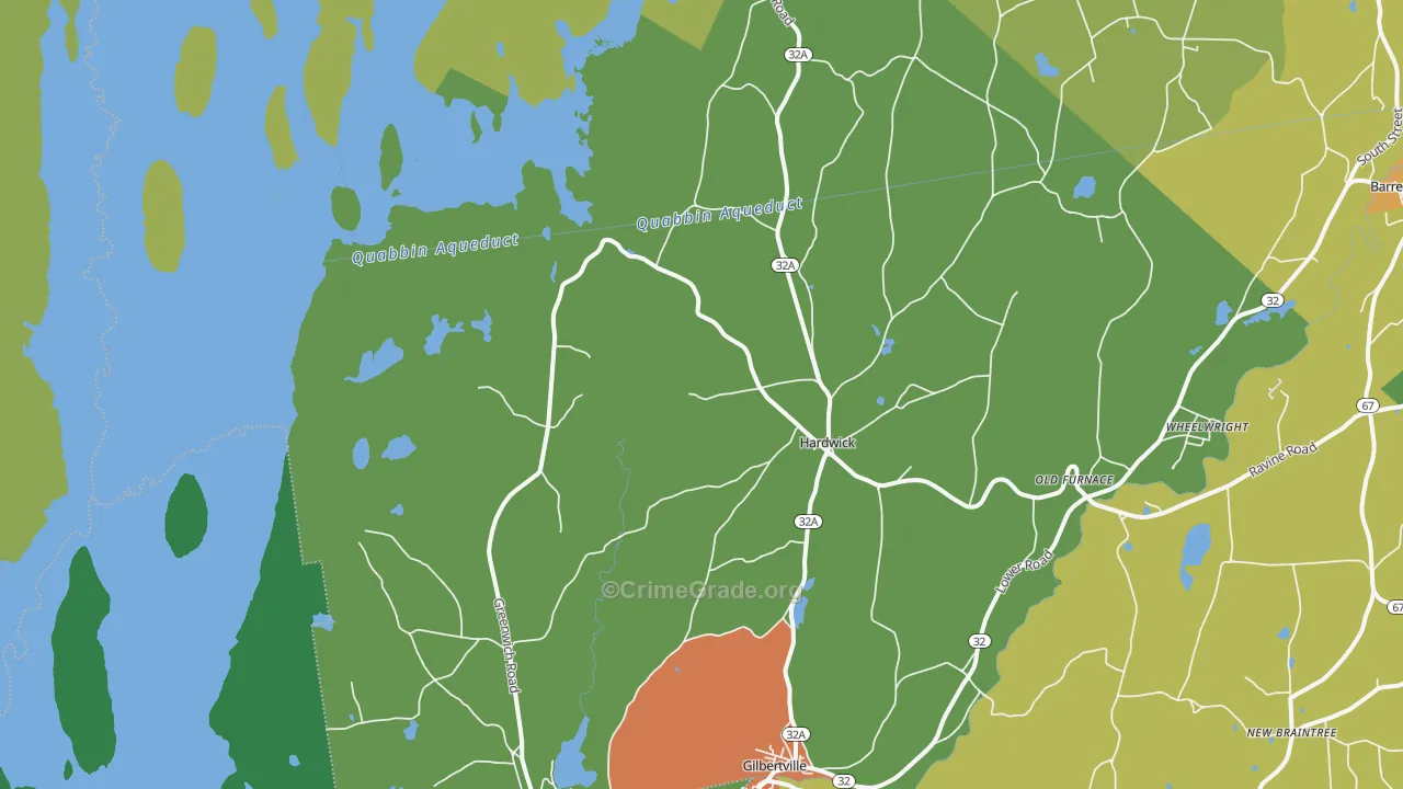 Hardwick, MA Map of Vandalism Rates