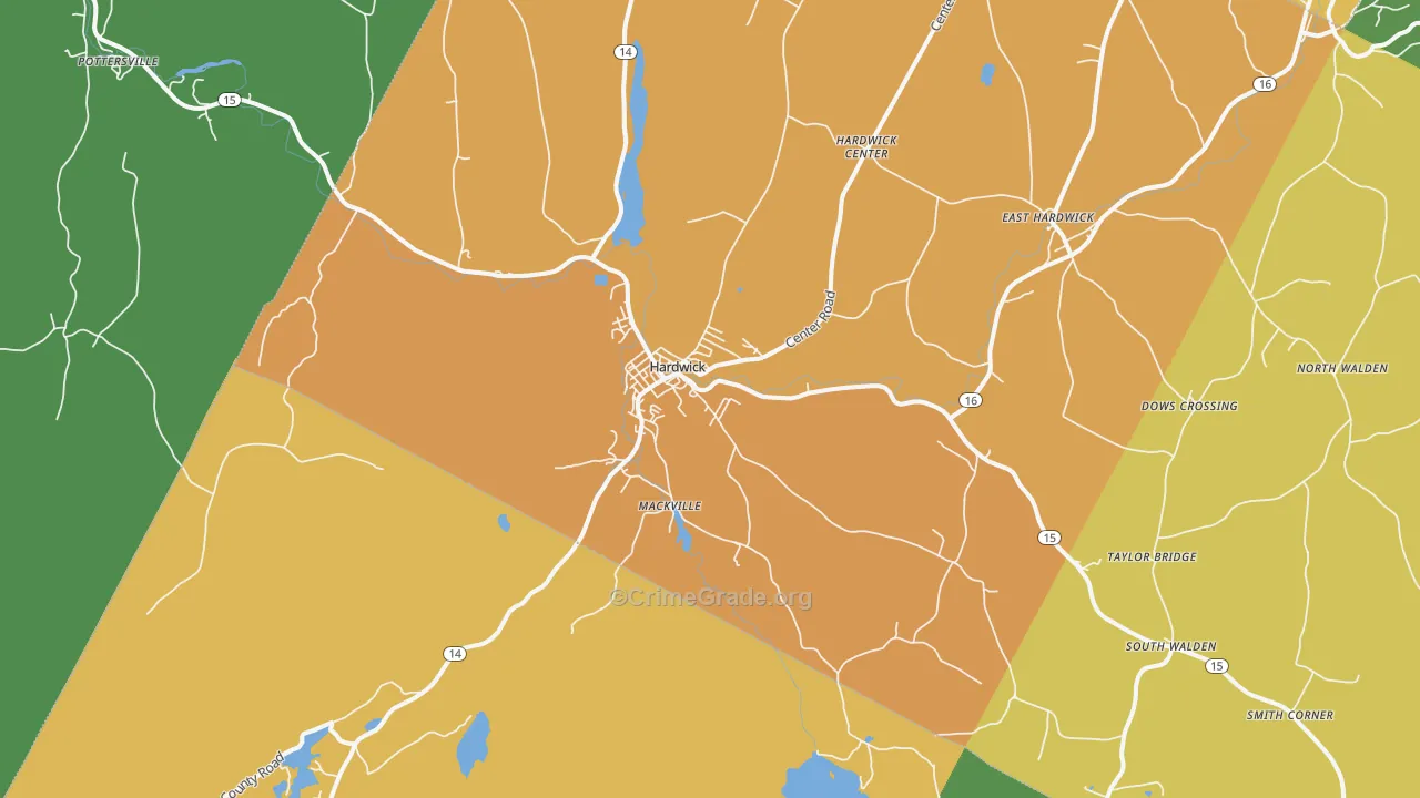 Hardwick, VT Map of Vandalism Rates