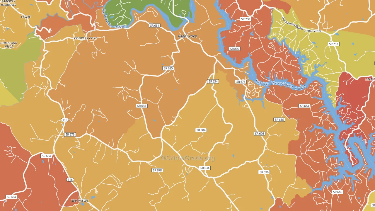 Hardy, VA Map of Vandalism Rates