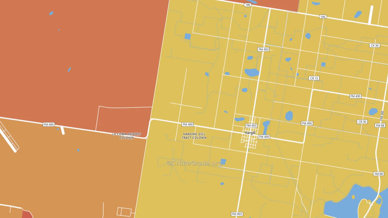 Hargill, TX Map of Vandalism Rates