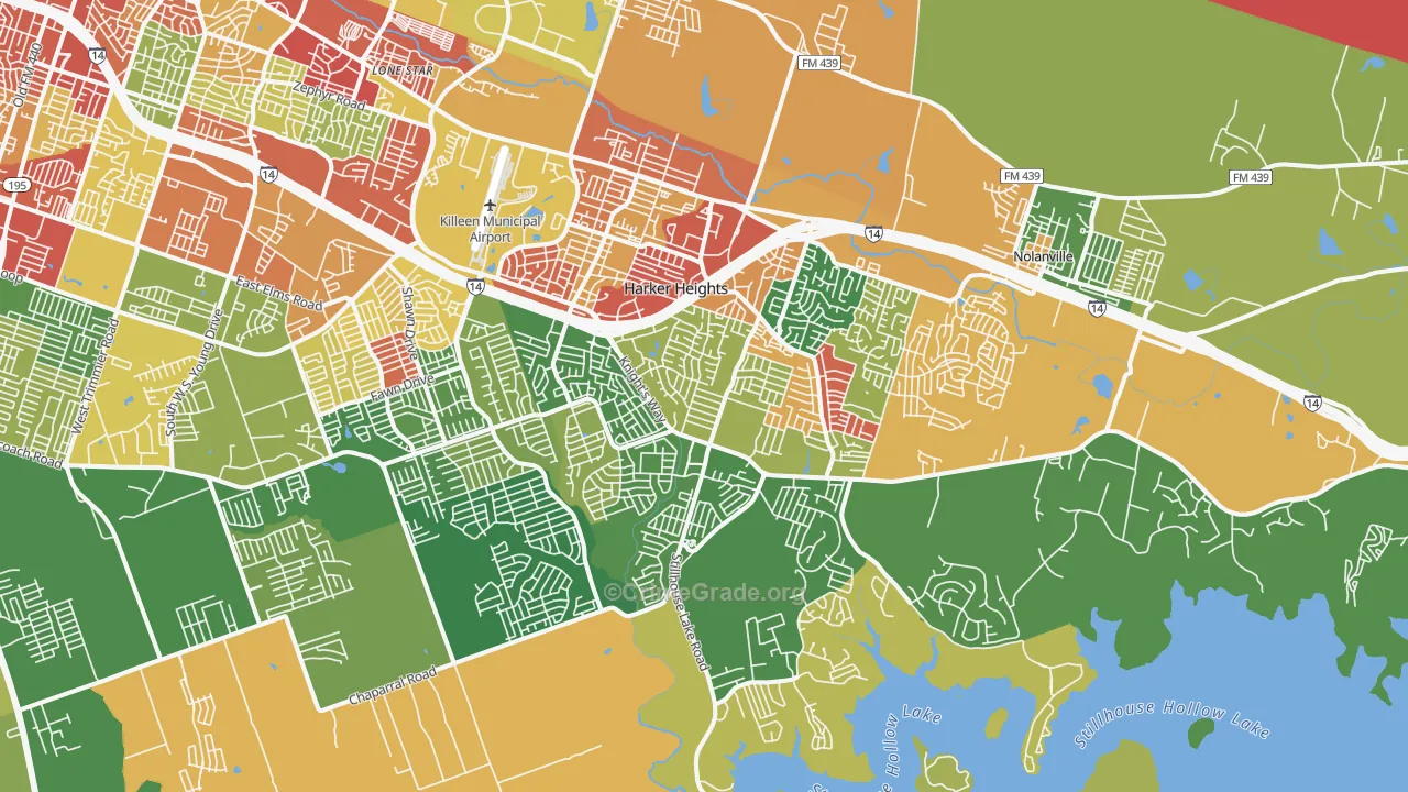 Harker Heights, TX Map of Vandalism Rates