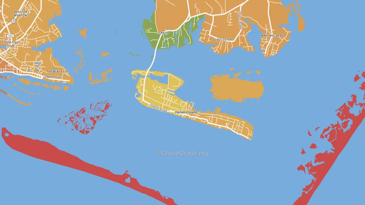 Harkers Island, NC Map of Vandalism Rates