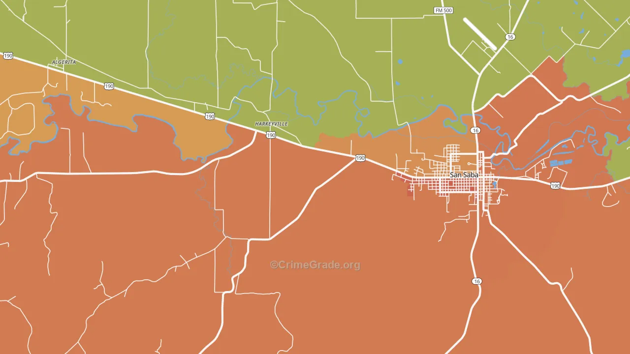 Harkeyville, TX Map of Vandalism Rates