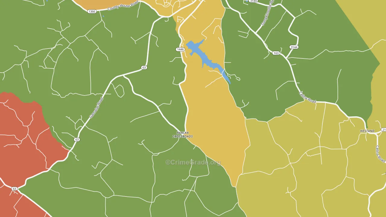 Harlan Crossroads, KY Map of Vandalism Rates