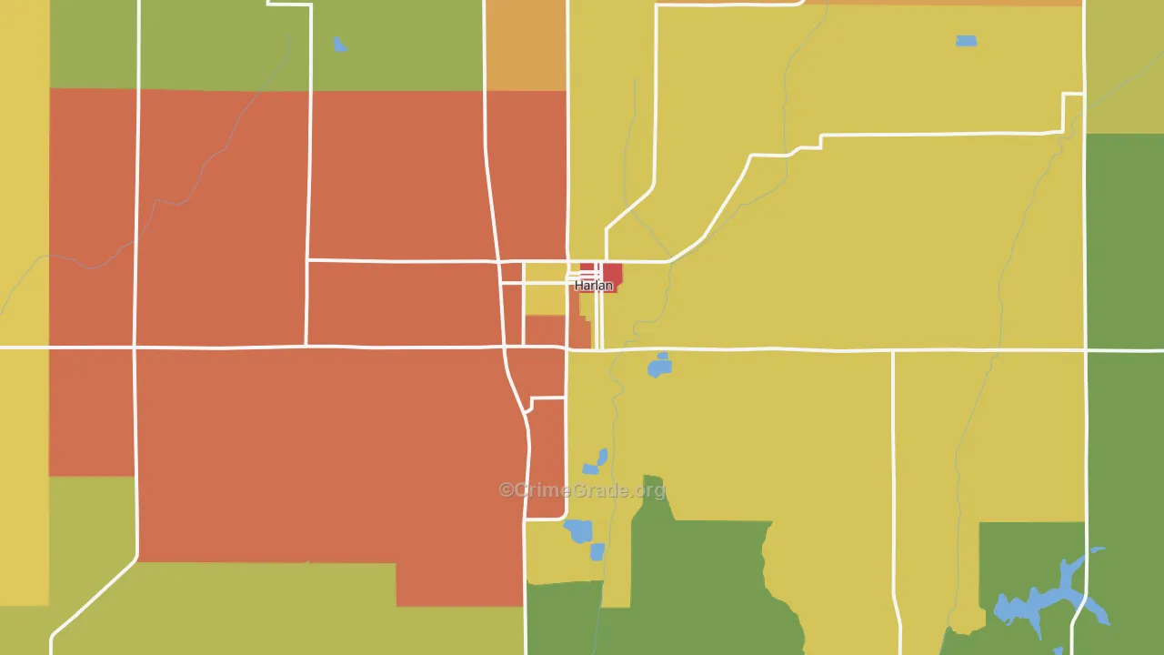 Harlan, IA Map of Vandalism Rates