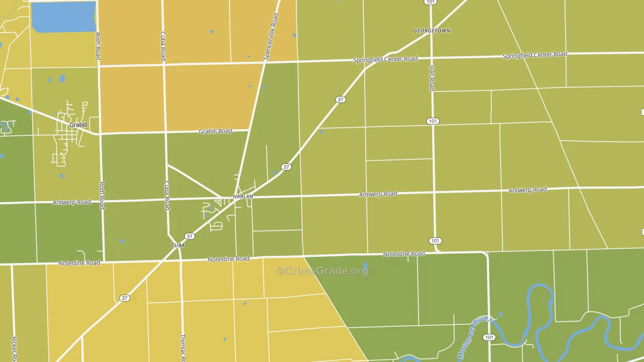 Harlan, IN Map of Vandalism Rates
