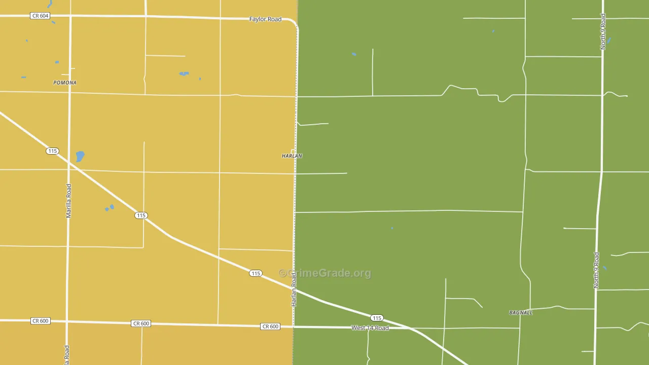 Harlan, MI Map of Vandalism Rates