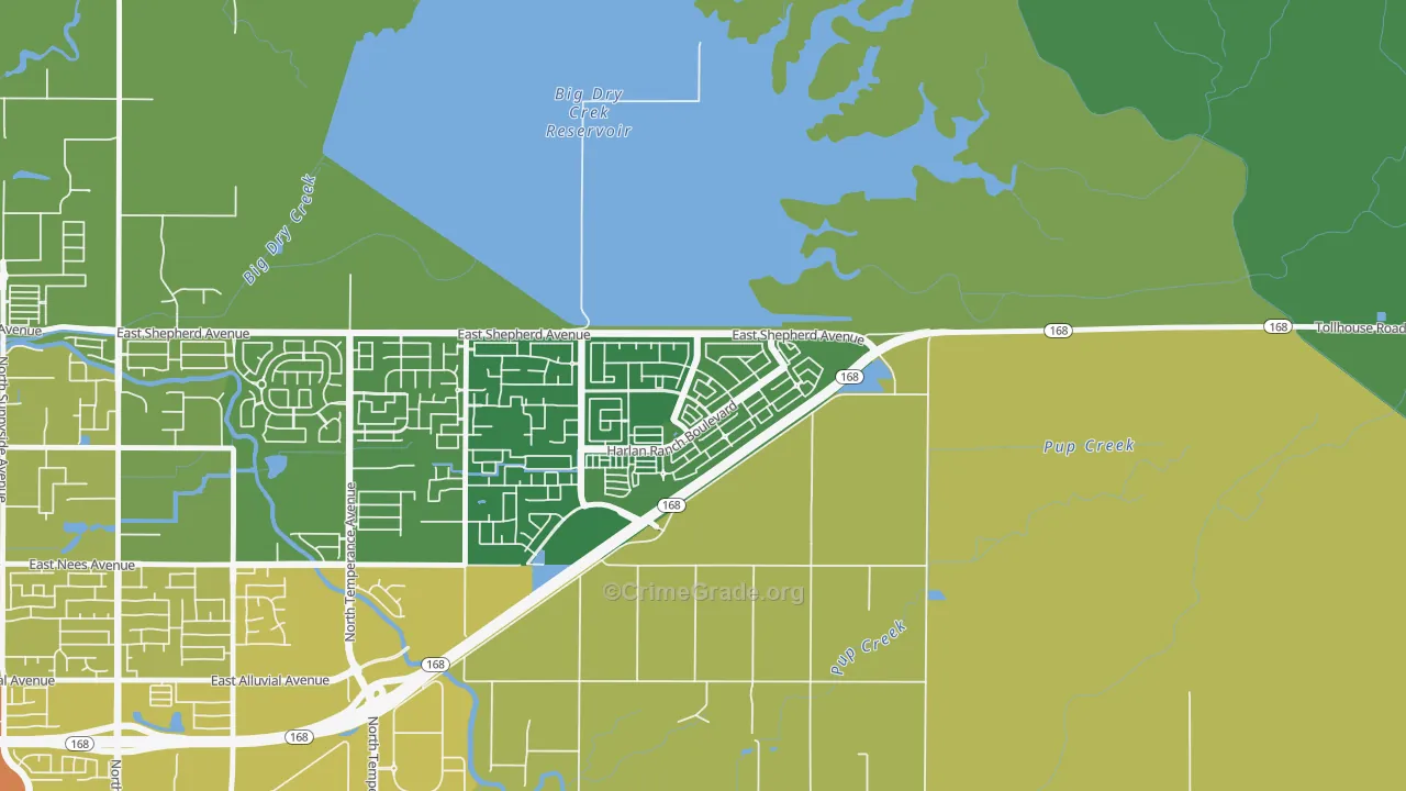 Harlan Ranch, Clovis, CA Map of Vandalism Rates