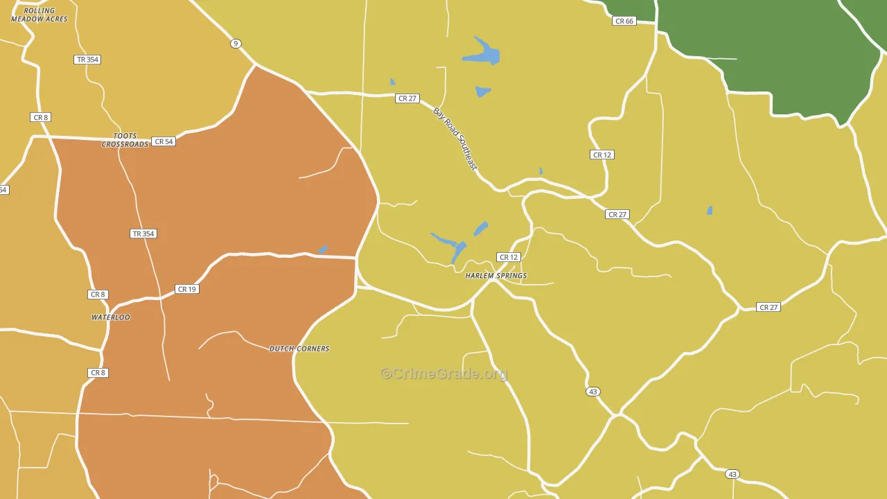 Harlem Springs, OH Map of Vandalism Rates
