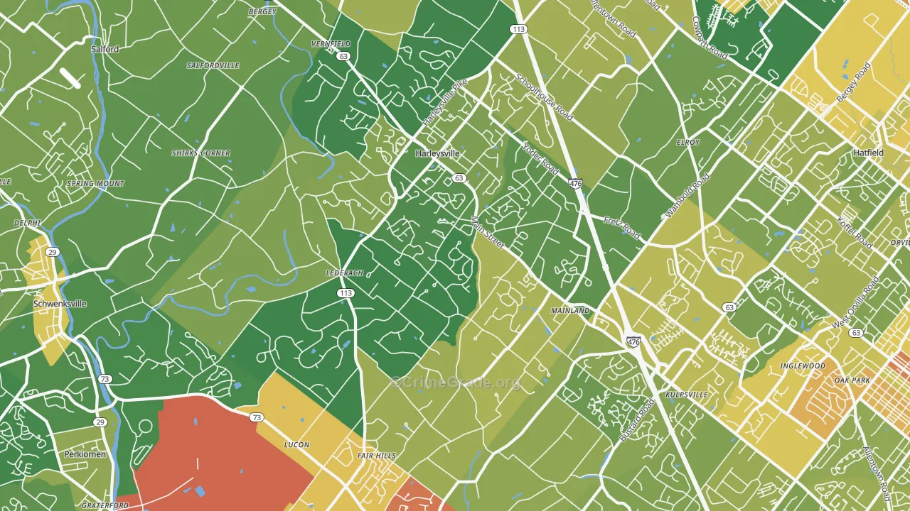 Harleysville, PA Map of Vandalism Rates