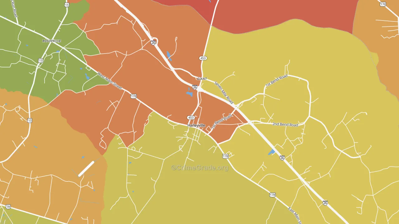 Harleyville, SC Map of Vandalism Rates