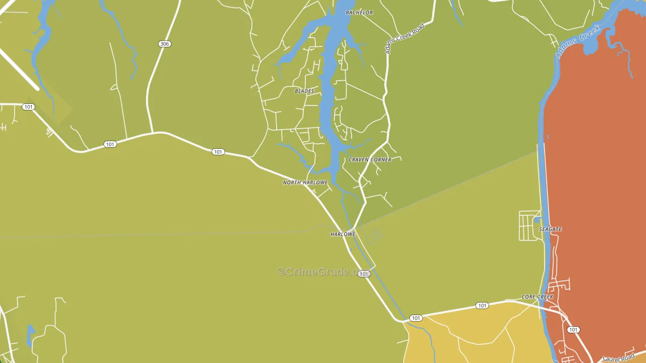 Harlowe, NC Map of Vandalism Rates
