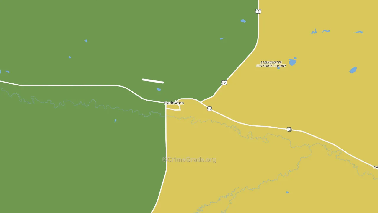Harlowton, MT Map of Vandalism Rates