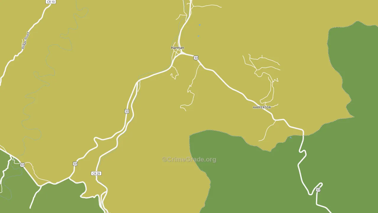 Harman, WV Map of Vandalism Rates