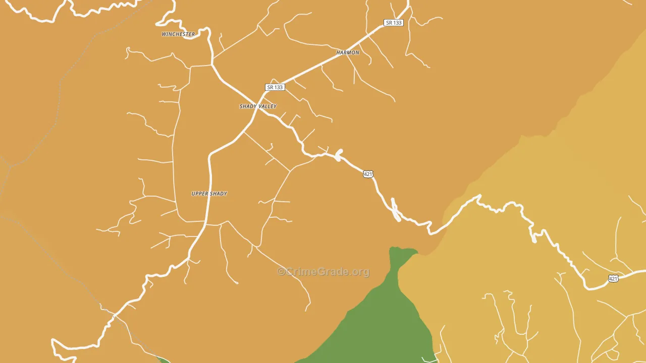 Harmon, TN Map of Vandalism Rates