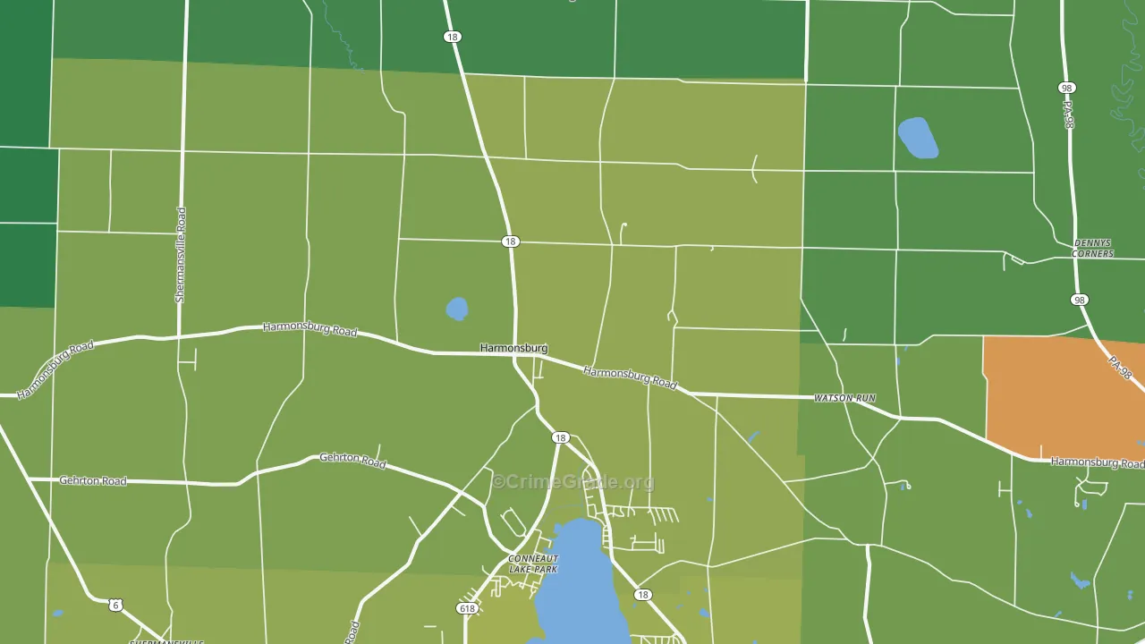 Harmonsburg, PA Map of Vandalism Rates