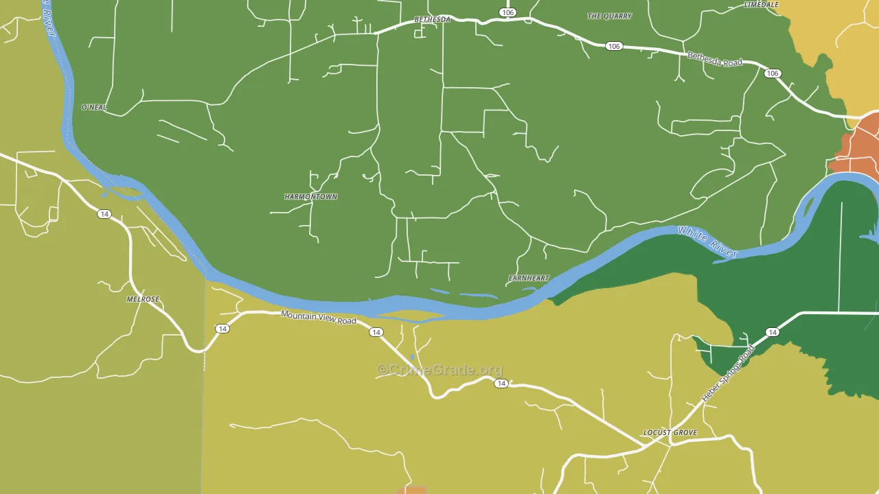 Harmontown, AR Map of Vandalism Rates