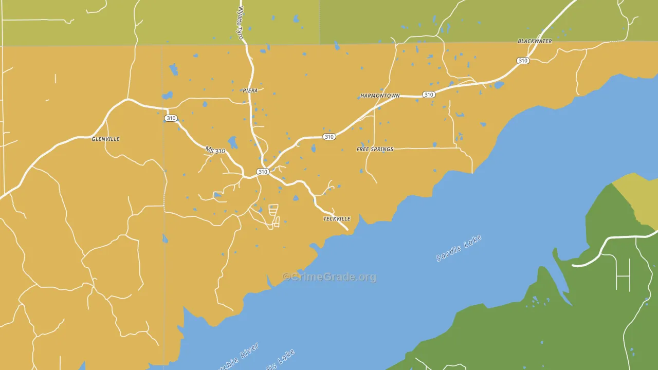Harmontown, MS Map of Vandalism Rates